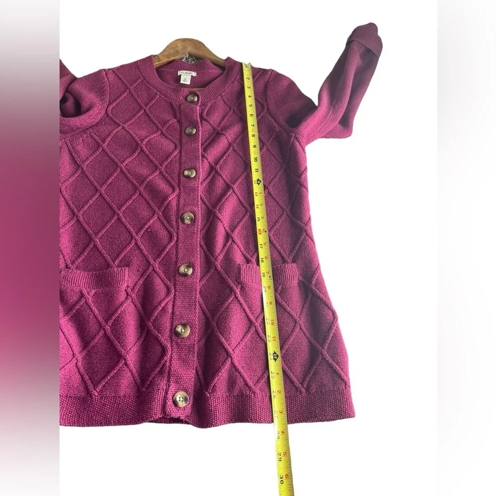 L. L. Bean Women’s Cable Knit Open Front Button Up Cardigan Sweater - Picture 10 of 10